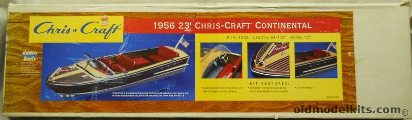 Dumas Chris Craft 1956 Continental 23' - 34.5 Inch Long RC Ship, 1243 plastic model kit